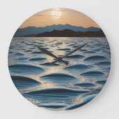 Minimalist Waves at Dawn Große Wanduhr (Vorderseite)
