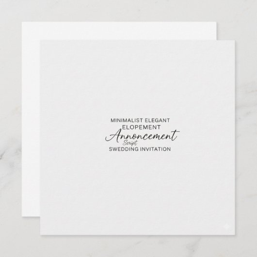 Minimalist We Eloped Script Photo Announcement Inv (Vorne/Hinten)