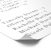Minimalist Wedding Alphabetical Seating Chart Poster (Ecke)