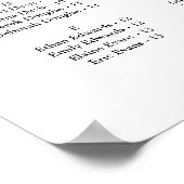 Minimalist Wedding Alphabetical Seating Chart Poster (Ecke)