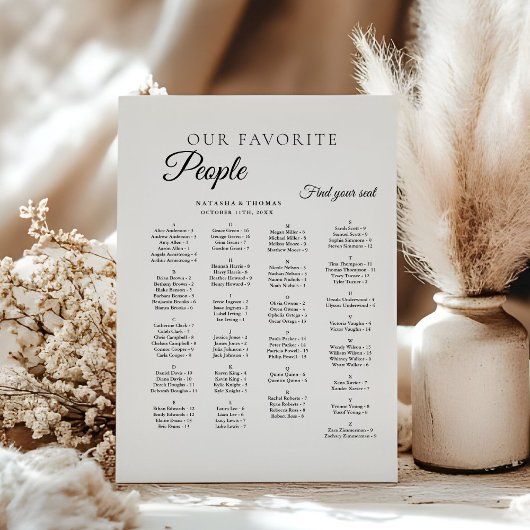 Minimalist Wedding Alphabetical Seating Chart Sockelschild