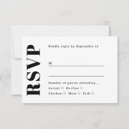 Minimalist Wedding. Black & White Clean Typography RSVP Karte