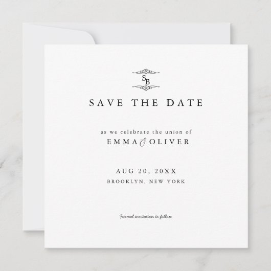Minimalist Wedding black & white Save the Date  (Vorderseite)