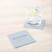 Minimalist Wedding Coaster | Dusky Blue Rechteckiger Pappuntersetzer (Vor Ort)