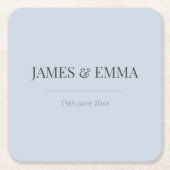 Minimalist Wedding Coaster | Dusky Blue Rechteckiger Pappuntersetzer (Vorderseite)