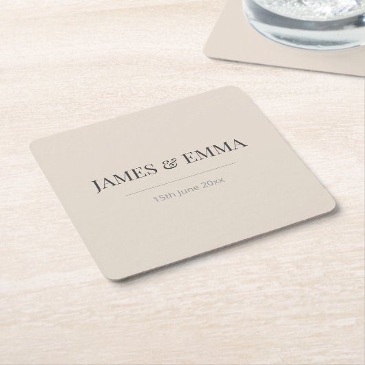 Minimalist Wedding Coaster Soft Latte Rechteckiger Pappuntersetzer (angewinkelt)