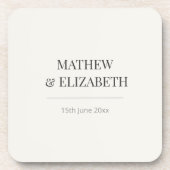 Minimalist Wedding Coaster | Warm Ivory Getränkeuntersetzer (Vorderseite)