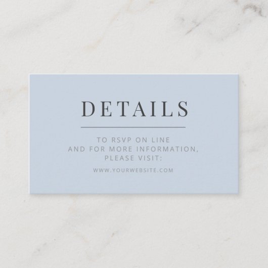 Minimalist Wedding Details Card | Dusky Blue Begleitkarte (Vorderseite)