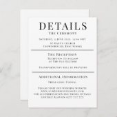 Minimalist Wedding Details Card | Elegant Editable Hinweiskarte (Vorne/Hinten)