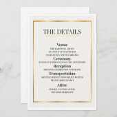 Minimalist Wedding Details Card – Gold Border Einladung (Vorne/Hinten)