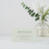Minimalist Wedding Details Card | Pale Sage Begleitkarte (Stehend Vorderseite)
