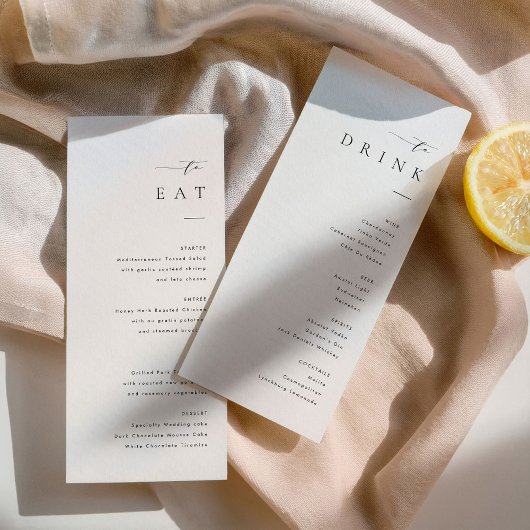Minimalist Wedding Dinner and Drink Menu Menükarte