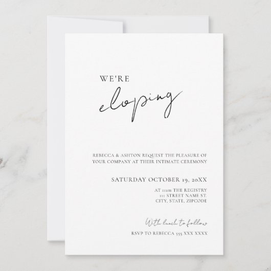 Minimalist Wedding Elopement Invitation Einladung (Vorderseite)