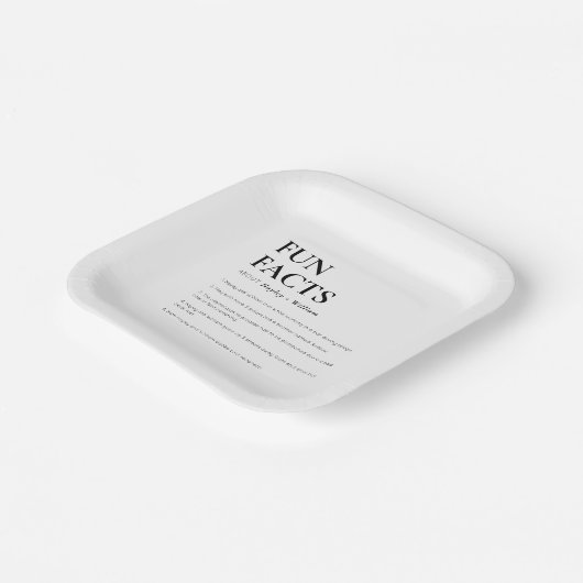 Minimalist Wedding Fun Facts Pappteller (Gewinkelt)