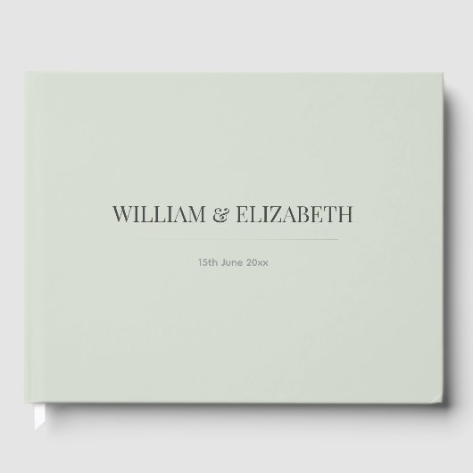 Minimalist Wedding Guest Book | Pale Sage Green Gästebuch (Vorderseite)