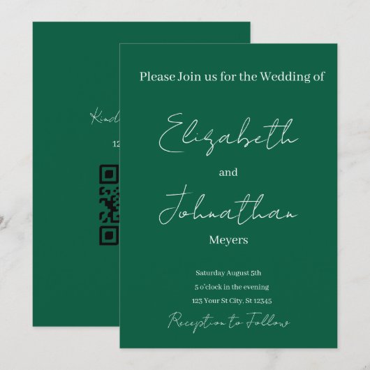 minimalist Wedding Invitation Einladung (Vorne/Hinten)