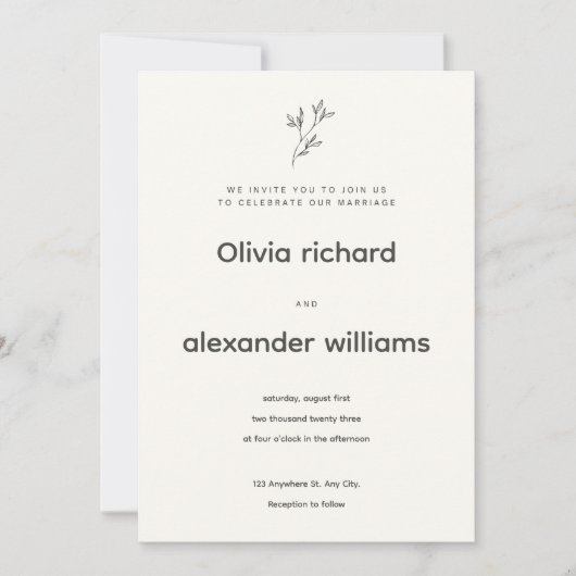 Minimalist Wedding Invitation Template Einladung (Vorderseite)