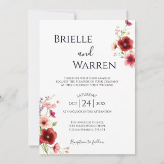Minimalist Wedding Invitation Wild Flowers Einladung