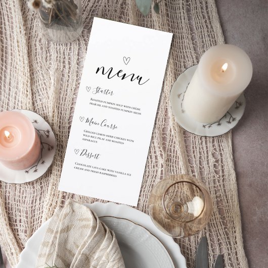 Minimalist Wedding Menu Card Menükarte