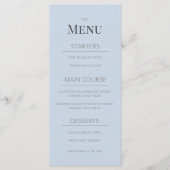 Minimalist Wedding Menu | Dusky Blue Menükarte (Vorderseite)