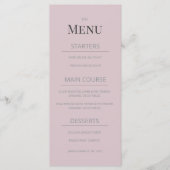 Minimalist Wedding Menu Dusky Rose Menükarte (Vorderseite)
