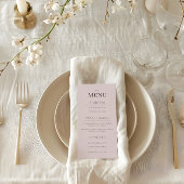 Minimalist Wedding Menu Dusky Rose Menükarte