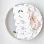 Minimalist Wedding Menu Sign with Monogram Menükarte
