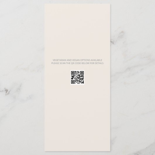 Minimalist Wedding Menu Soft Beige Menükarte (Rückseite)