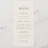 Minimalist Wedding Menu Soft Beige Menükarte (Vorderseite)