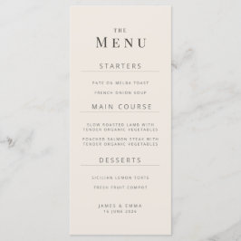 Minimalist Wedding Menu Soft Beige Menükarte