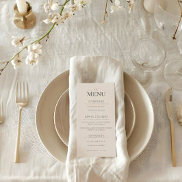 Minimalist Wedding Menu Soft Latte Menükarte