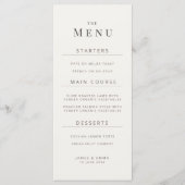 Minimalist Wedding Menu | Warm White Menükarte (Vorderseite)