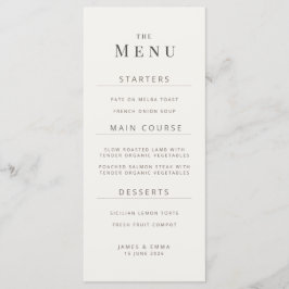 Minimalist Wedding Menu | Warm White Menükarte