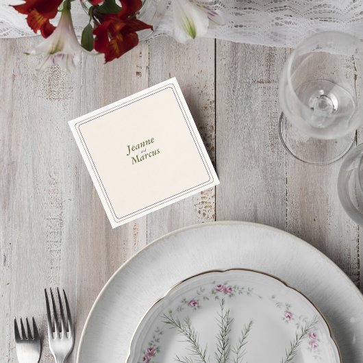 Minimalist Wedding Napkin with Names Serviette