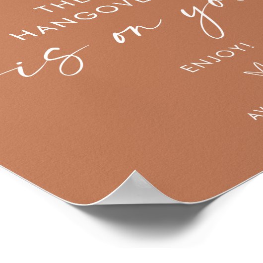 Minimalist Wedding Open Bar Sign | Modern Bar Sign Poster (Ecke)