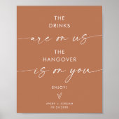 Minimalist Wedding Open Bar Sign | Modern Bar Sign Poster (Vorne)