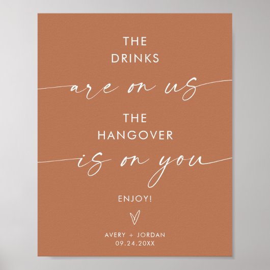 Minimalist Wedding Open Bar Sign | Modern Bar Sign Poster (Vorne)