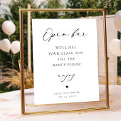 Minimalist Wedding Open Bar Table Sign Poster