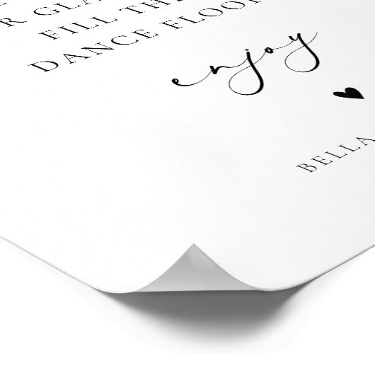 Minimalist Wedding Open Bar Table Sign Poster (Ecke)