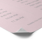 Minimalist Wedding Order of Events Dusky Rose Poster (Ecke)
