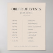 Minimalist Wedding Order of Events Soft Latte Poster (Vorne)