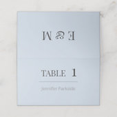 Minimalist Wedding Place Cards | Dusky Blue Platzkarte (Außenseite Aufgefaltet)