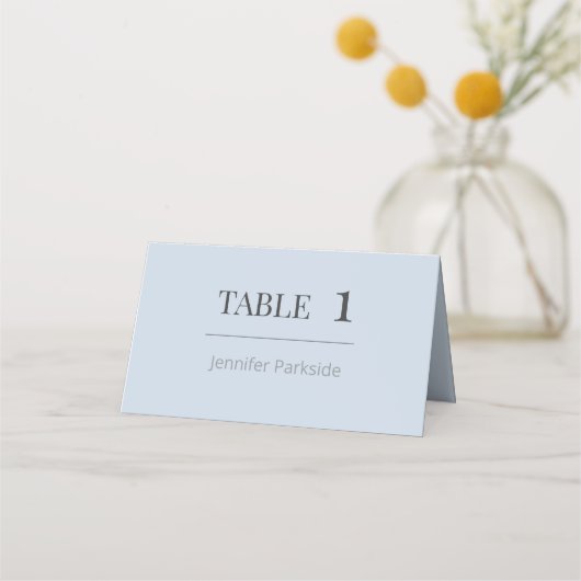 Minimalist Wedding Place Cards | Dusky Blue Platzkarte (Vorderseite)