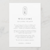 Minimalist Wedding Program Card with Monogram Dankeskarte (Vorderseite)