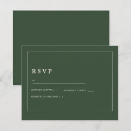 Minimalist Wedding RSVP Card Dark Green Elegant Karte