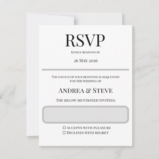 Minimalist Wedding RSVP Card | Editable Template (Vorderseite)