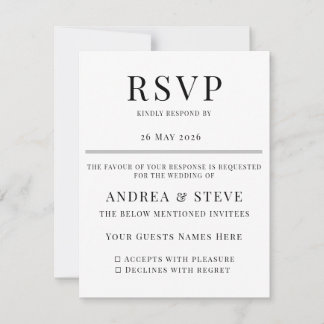 Minimalist Wedding RSVP Card | Elegant Classic Karte