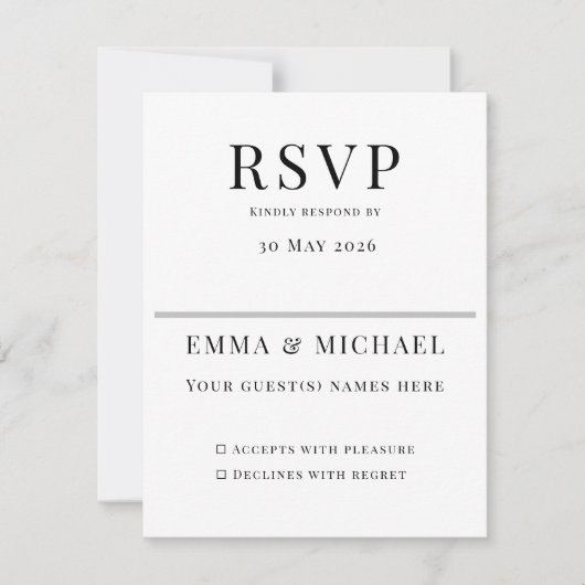 Minimalist Wedding RSVP Card | Elegant Editable (Vorderseite)