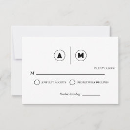 Minimalist Wedding RSVP Card | Simple Black &White Einladung