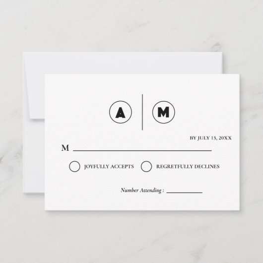 Minimalist Wedding RSVP Card | Simple Black &White Einladung (Vorderseite)